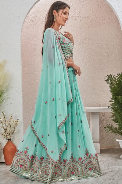 POWDER BLUE LEHENGA SET GIRLISH LEHENGA