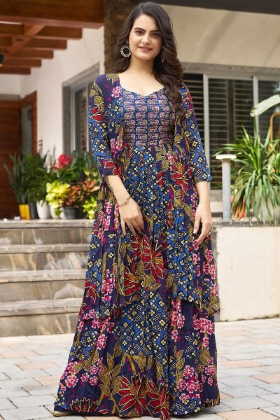 PRINTED ETHNIC DRESS WITH SHRUG DRESSES