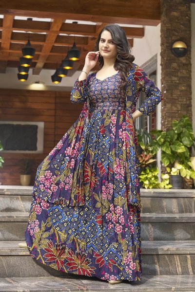 PRINTED ETHNIC DRESS WITH SHRUG Ethnic Dresses