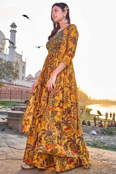 PRINTED ETHNIC DRESS WITH SHRUG Ethnic Dresses