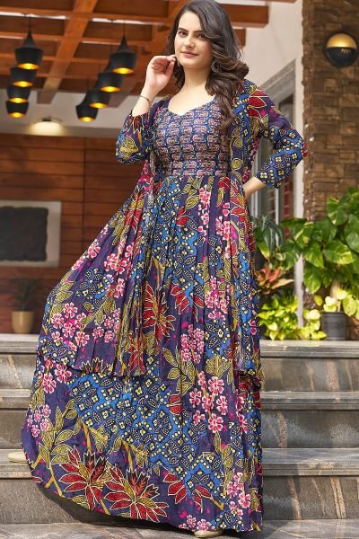 PRINTED ETHNIC DRESS WITH SHRUG Ethnic Dresses