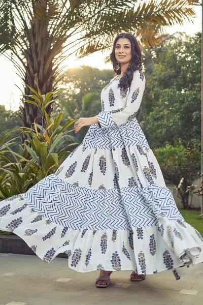 Printed Fit   Flared Maxi Ethnic Dresses Ethnic Dresses