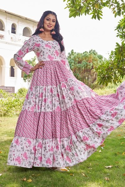 Printed Fit   Flared Maxi Ethnic Dresses Ethnic Dresses