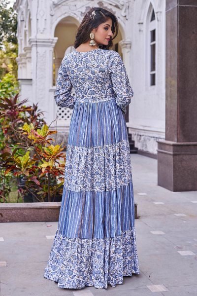 Printed Fit   Flared Maxi Ethnic Dress Ethnic Dresses
