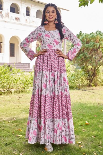 Printed Fit   Flared Maxi Ethnic Dresses Ethnic Dresses