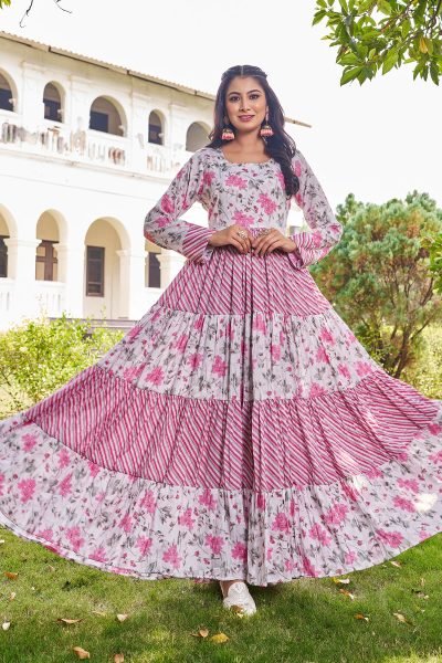 Printed Fit   Flared Maxi Ethnic Dresses Ethnic Dresses
