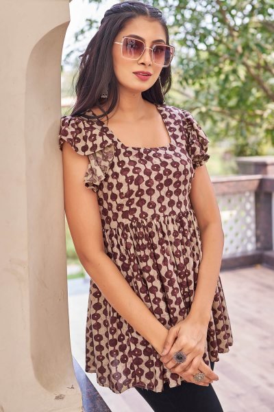 Printed Square Neck Tunic Tunic