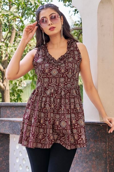 Printed V Neck Ethnic Tunic Tunic