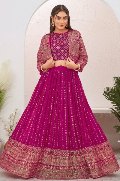 RANI LEHENGA CHOLI WITH JACKET INDO-WESTERN