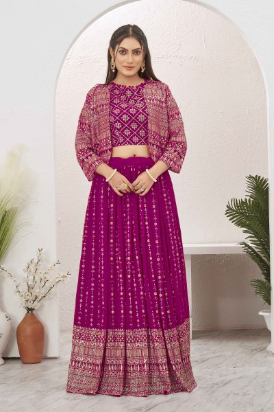 RANI LEHENGA CHOLI WITH JACKET INDO-WESTERN LEHENGA