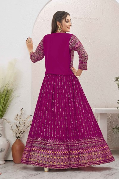 RANI LEHENGA CHOLI WITH JACKET INDO-WESTERN LEHENGA