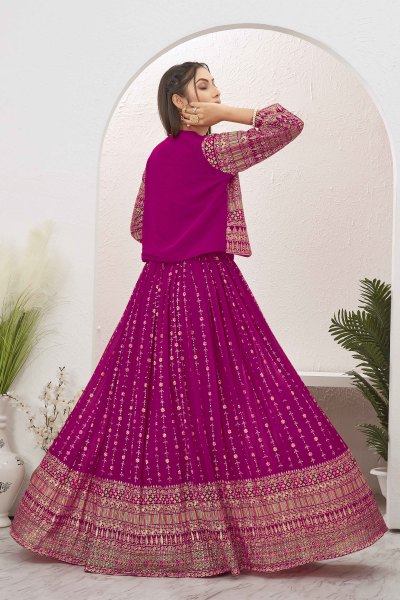 RANI LEHENGA CHOLI WITH JACKET INDO-WESTERN LEHENGA