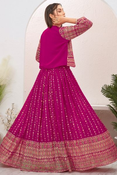 RANI LEHENGA CHOLI WITH JACKET INDO-WESTERN LEHENGA