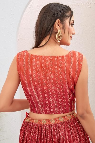 RED INDOWESTERN LEHENGA SET INDO-WESTERN LEHENGA