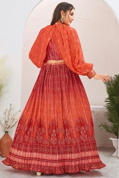 RED INDOWESTERN LEHENGA SET INDO-WESTERN LEHENGA