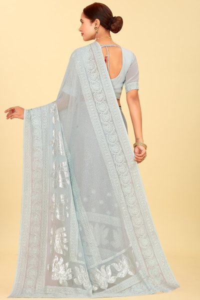 SEA GREEN GEORGETTE SAREE SAREE