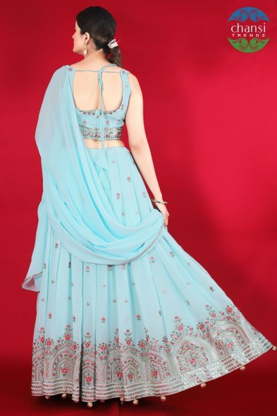 POWDER BLUE LEHENGA SET GIRLISH LEHENGA