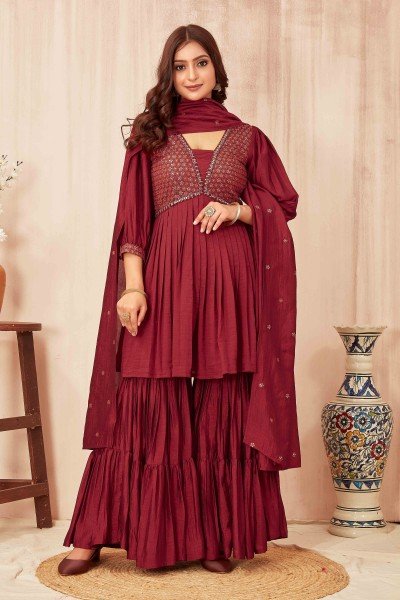 WOMEN EMBROIDERY SHARARA SET KURTA SET