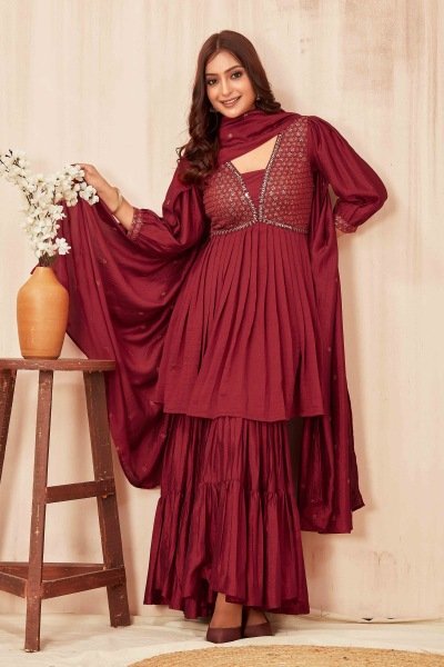 WOMEN EMBROIDERY SHARARA SET KURTA SET