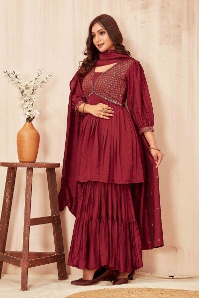 WOMEN EMBROIDERY SHARARA SET KURTA SET