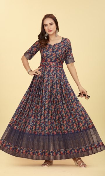 SILK JACQUARD ETHNIC GOWN DRESSES