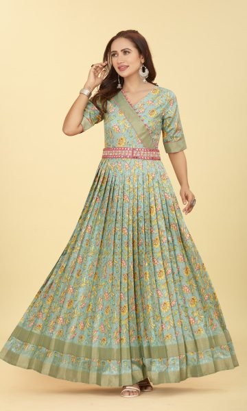 SILK JACQUARD ETHNIC GOWN DRESSES