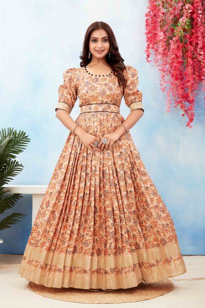 SILK JACQUARD ETHNIC GOWN DRESSES