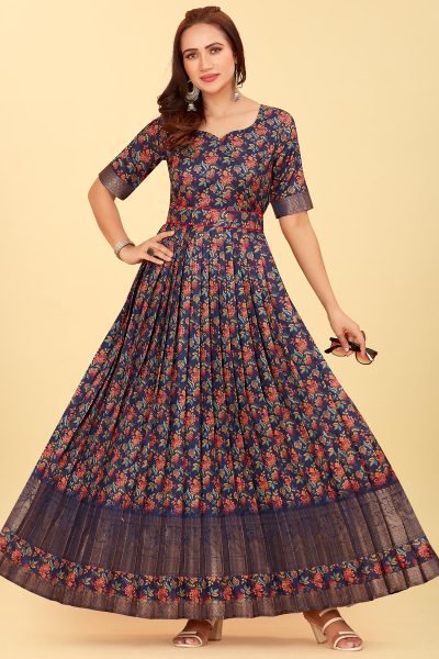 SILK JACQUARD ETHNIC GOWN DRESSES