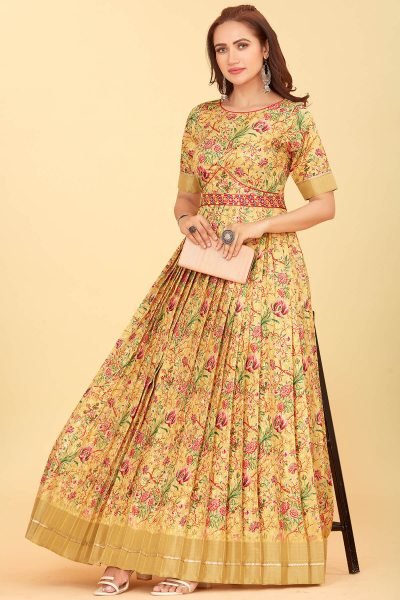 SILK JACQUARD ETHNIC GOWN DRESSES