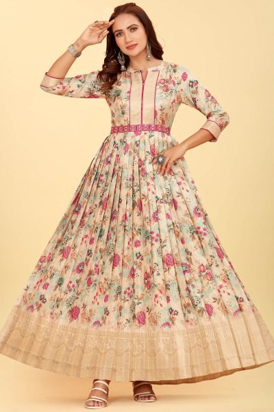 SILK JACQUARD ETHNIC GOWN DRESSES