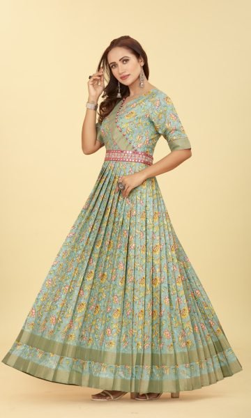 SILK JACQUARD ETHNIC GOWN Ethnic Dresses