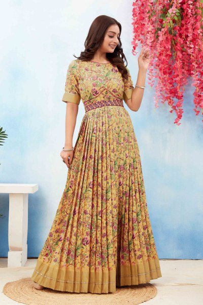 SILK JACQUARD ETHNIC GOWN Ethnic Dresses