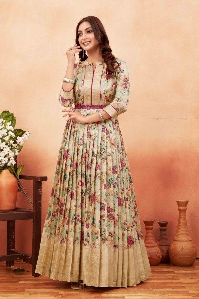 SILK JACQUARD ETHNIC GOWN Ethnic Dresses