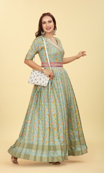 SILK JACQUARD ETHNIC GOWN Ethnic Dresses