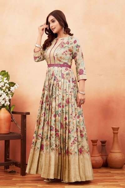 SILK JACQUARD ETHNIC GOWN Ethnic Dresses