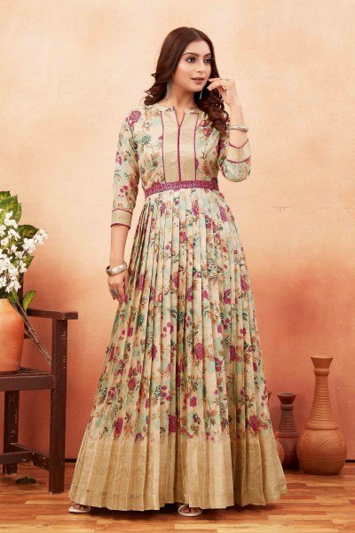 SILK JACQUARD ETHNIC GOWN Ethnic Dresses