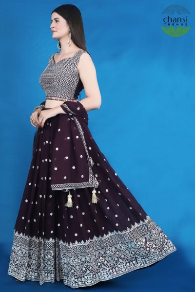 WINE LEHENGA SET SANGEET SANDHYA