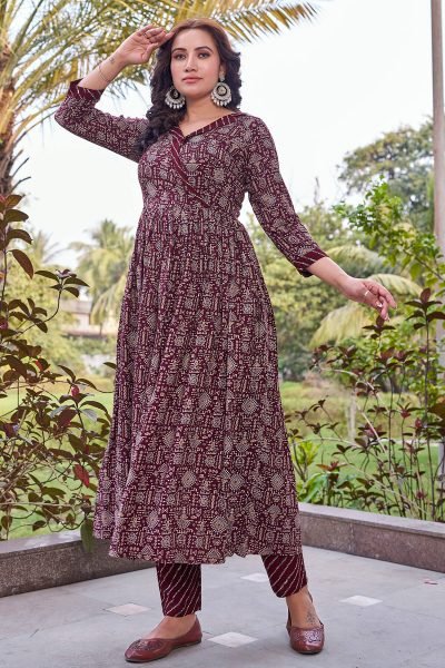 Women Angrakha Kurta with Trousers KURTA SET