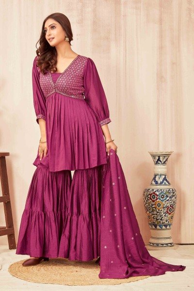 WOMEN EMBROIDERY SHARARA SET KURTA SET