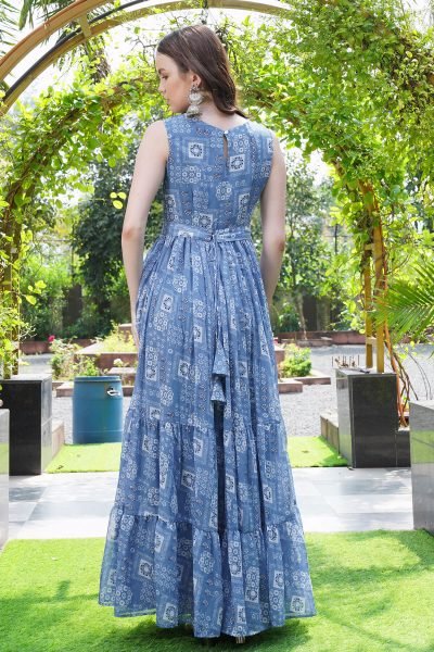 Women Floral Print Tiered Maxi Dress GIRLISH LEHENGA
