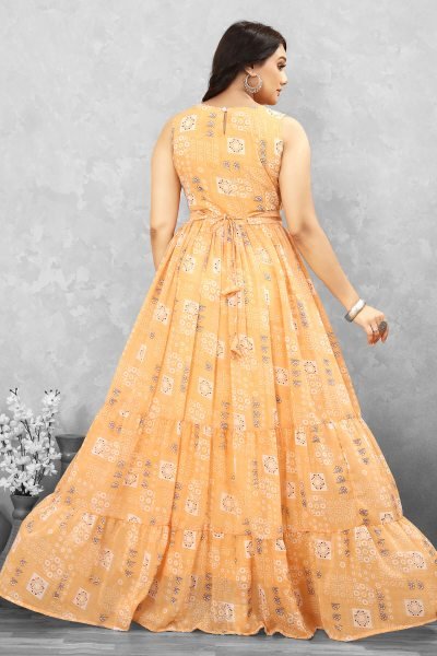 Women Floral Print Tiered Maxi Dress GIRLISH LEHENGA