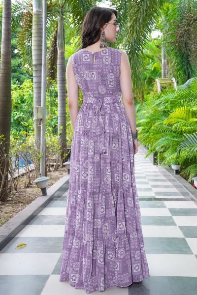 Women Floral Print Tiered Maxi Dress GIRLISH LEHENGA