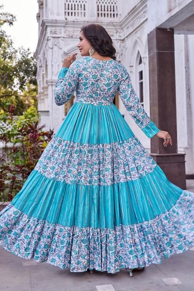 Women Printed Fit   Flared Maxi Dress Ethnic Dresses