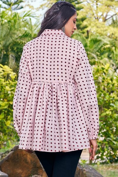 Women Printed Shirt Collar Top Top
