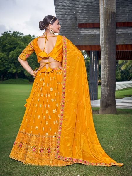 YELLOW DOLA SILK LEHENGA CHOLI HALDI LEHENGA