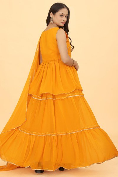 YELLOW GOTAWORKED LEHENGA PEPLUM  GIRLISH LEHENGA