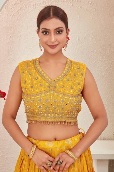 YELLOW JACQUARD LEHENGA CHOLI SIDERS LEHENGA