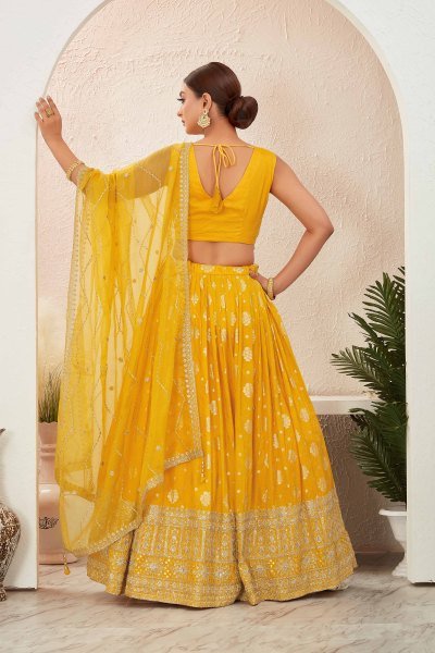 YELLOW JACQUARD LEHENGA CHOLI SIDERS LEHENGA