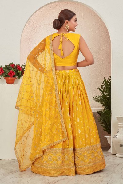 YELLOW JACQUARD LEHENGA CHOLI SIDERS LEHENGA