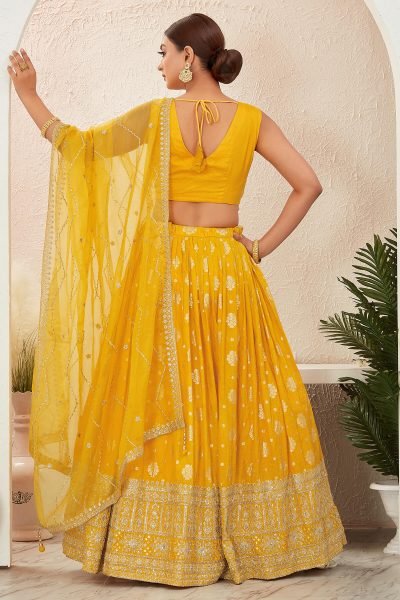 YELLOW JACQUARD LEHENGA CHOLI SIDERS LEHENGA